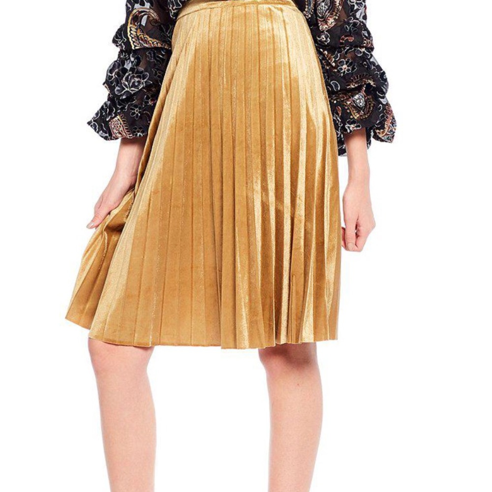 XS Chelsea & Violet Velvet Pleated Skirt